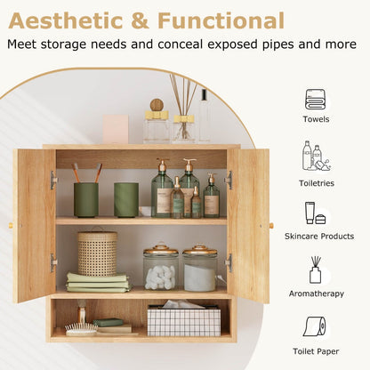 Durable engineered wood and MDF construction supports dependable long-term bathroom organization