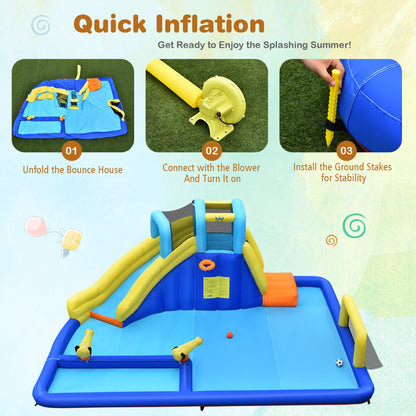 Inflatable Water Jumping House with Water Sprayers & Blower