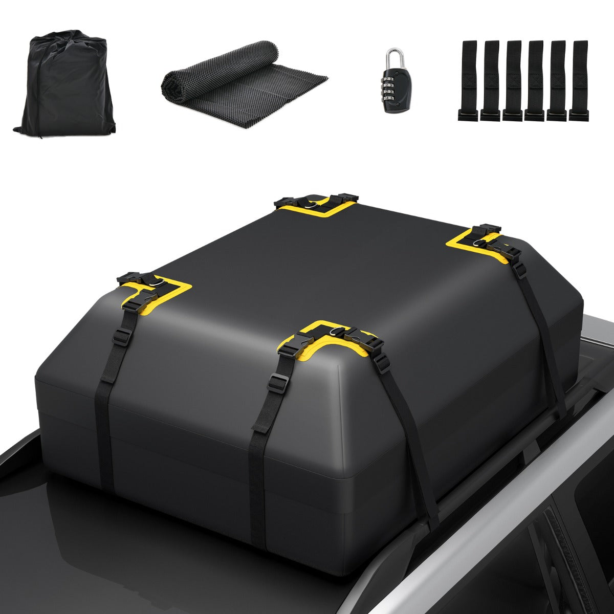 425L 100% Waterproof Roof Top Luggage Bag for All Vehicles-Black