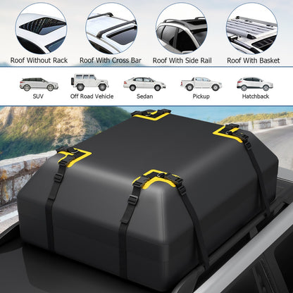 425L 100% Waterproof Roof Top Luggage Bag for All Vehicles-Black