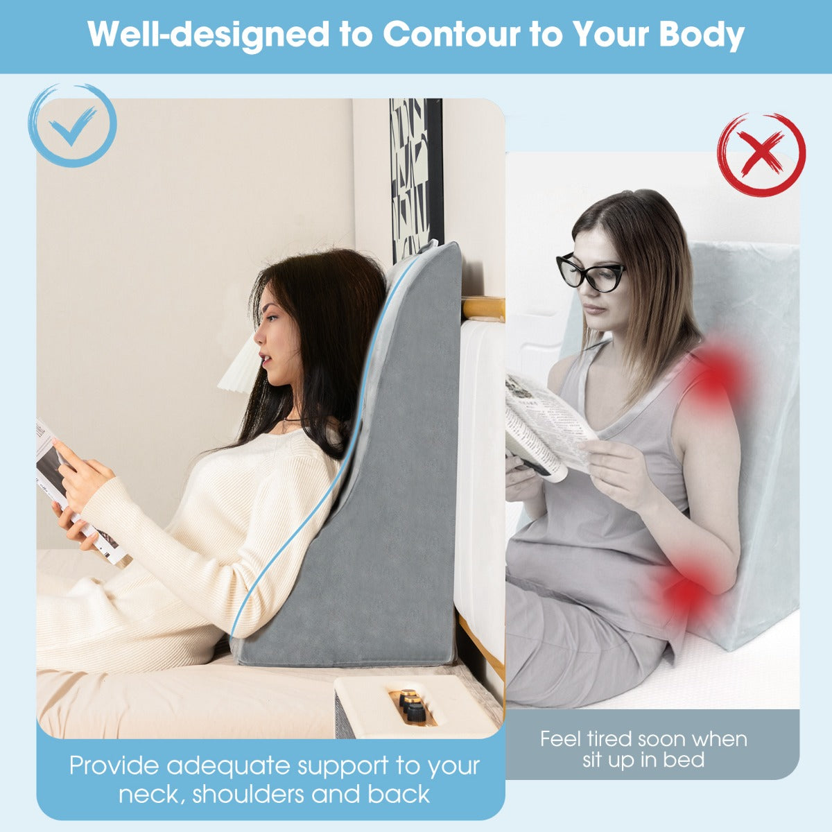 Costway 32cm Body Elevation Pillow with Unique Curved Design