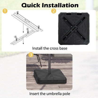 Weighted Offset Umbrella Base with Cross Bracket Up to 80 kg