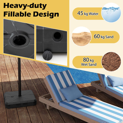 Weighted Offset Umbrella Base with Cross Bracket Up to 80 kg