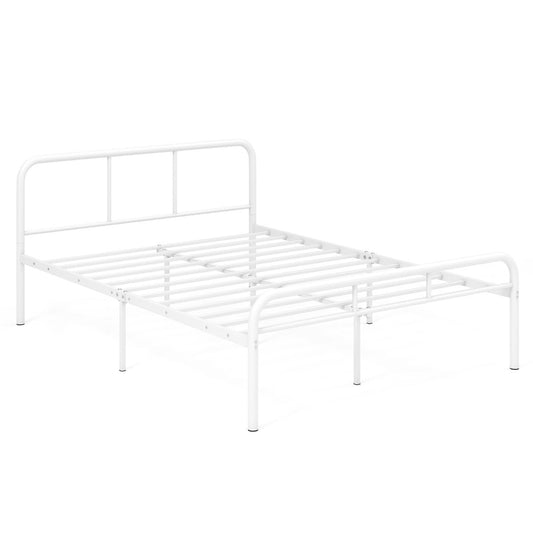 Heavy-duty metal bed frame with 300kg capacity, supportive slats, and a modern black finish