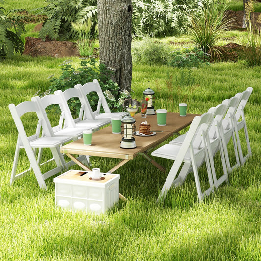 Costway 4 Pack Resin Folding Chairs with Padded Seat-White