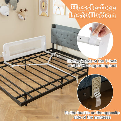 Toddler Bed Rail Cot Guard with Safety Strap-White