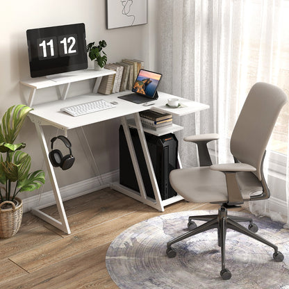 Computer Desk with Built-in Charge Station for Office Room Study-White
