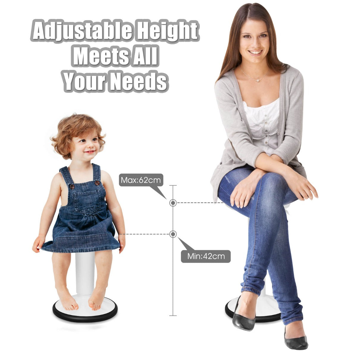 Ergonomic Wobble Stool with Adjustable Height for Kids &amp; Adults