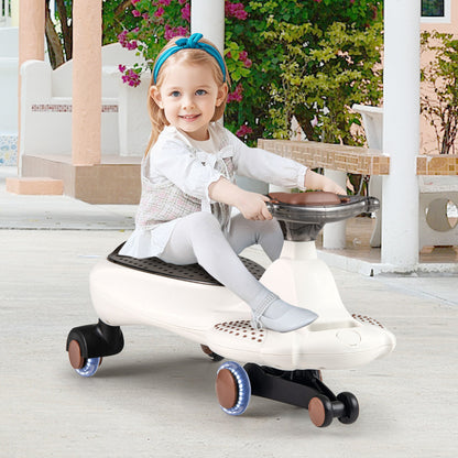 Wiggle Car with Hauling Rope and Under-Seat Storage-Beige