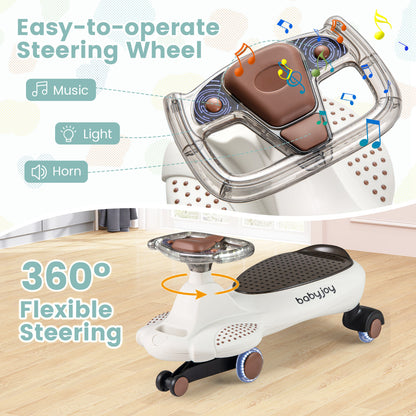 Wiggle Car with Hauling Rope and Under-Seat Storage-Beige