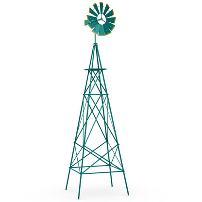 253cm Ornamental Windmill with 4 Support Legs for Backyard, Garden, Farm-Green