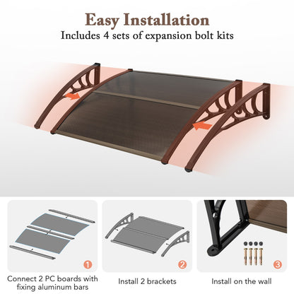 122 x 99 cm Window Door Awning Canopy with Sun Rain Snow Protection-Coffee