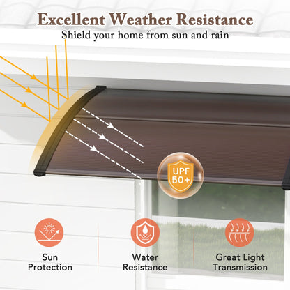122 x 99 cm Window Door Awning Canopy with Sun Rain Snow Protection-Coffee