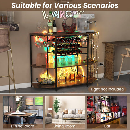 Freestanding bar cabinet with four rows of stemware holders for organized glass storage