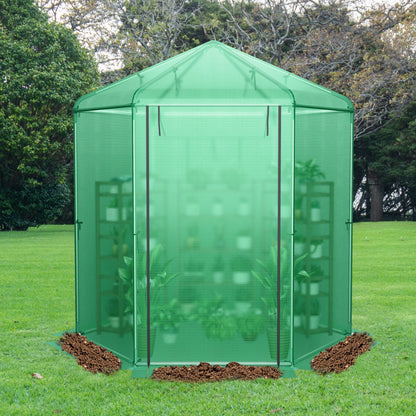 Costway Walk-In Greenhouse with 2-Layered Window and Roll-Up Door