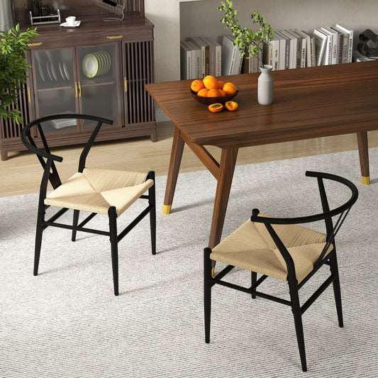 Mid-Century Modern Wishbone Dining Chair Set of 2-Beige