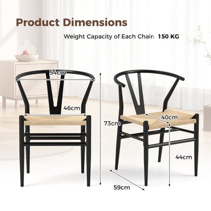 Mid-Century Modern Wishbone Dining Chair Set of 2-Beige