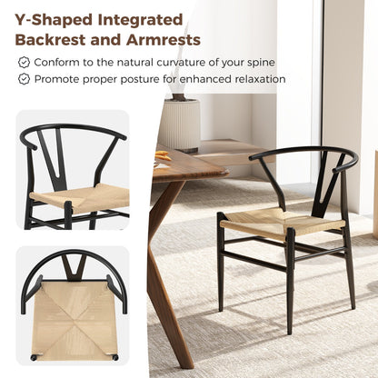 Mid-Century Modern Wishbone Dining Chair Set of 2-Beige