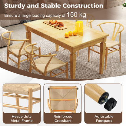 Mid-Century Modern Wishbone Dining Chair Set of 2-Natural