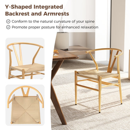 Mid-Century Modern Wishbone Dining Chair Set of 2-Natural