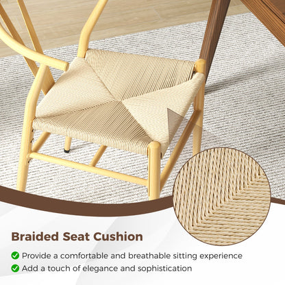 Mid-Century Modern Wishbone Dining Chair Set of 2-Natural