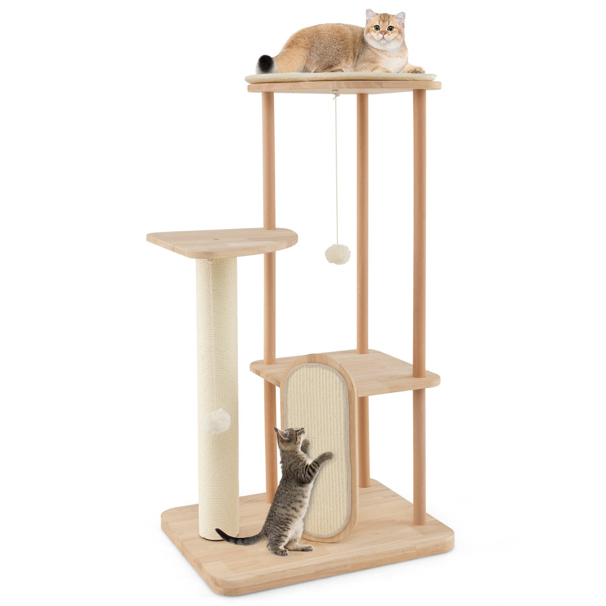 Costway Multi-level Modern Cat Tower with Scratching Board and Post for Indoor Cats