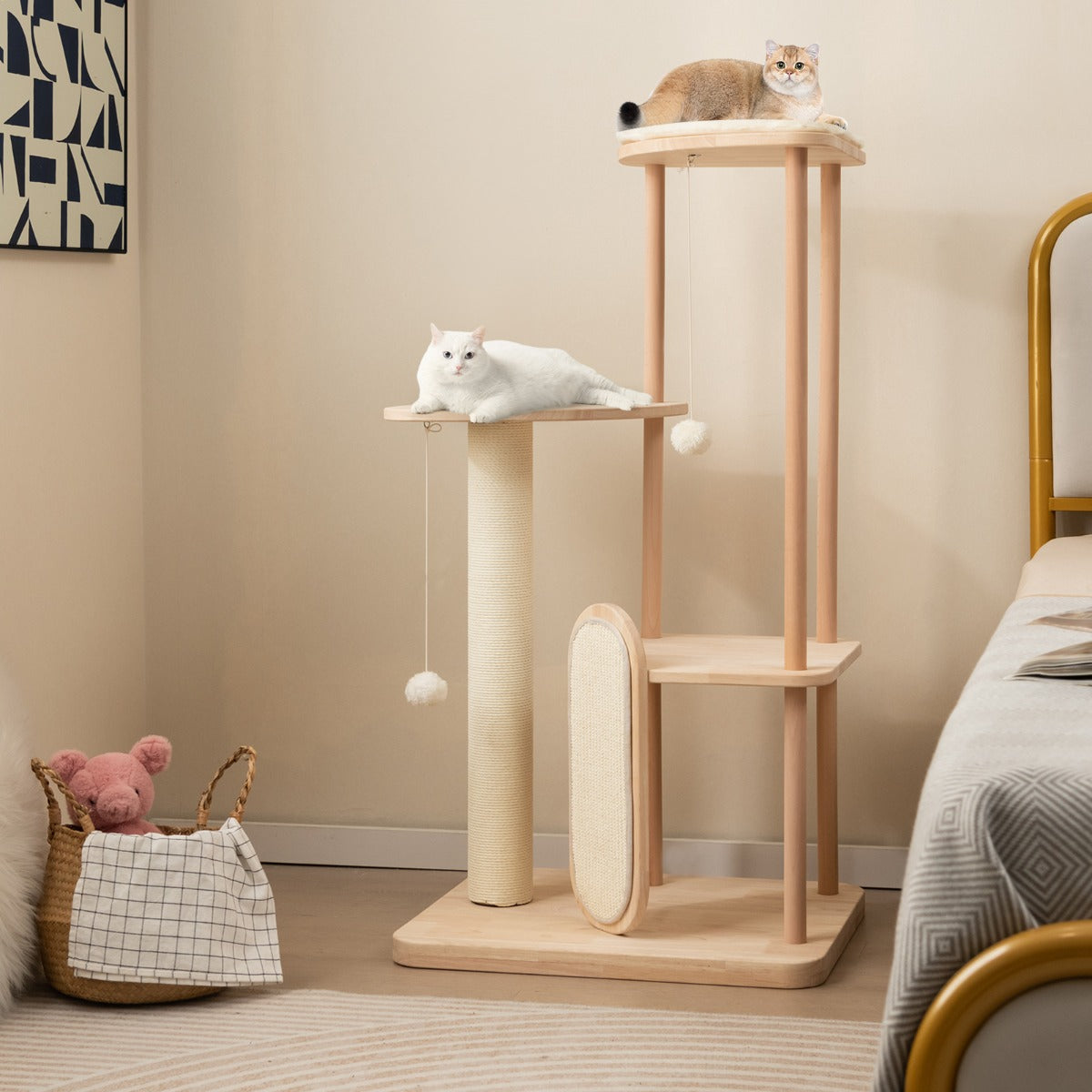 Costway Multi-level Modern Cat Tower with Scratching Board and Post for Indoor Cats