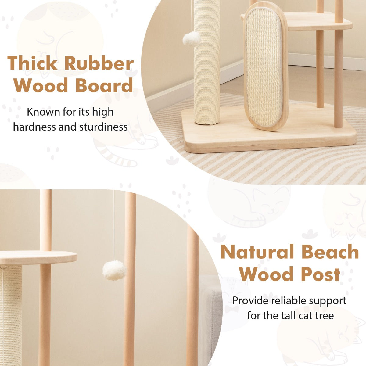 Costway Multi-level Modern Cat Tower with Scratching Board and Post for Indoor Cats
