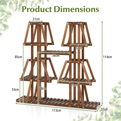 Costway 5-Tier 10 Potted Wood Plant Stand Flower Pot Holder for Multiple Plants