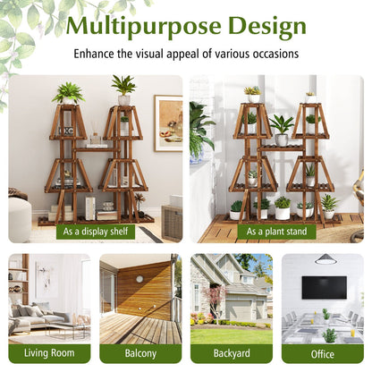 Use this versatile rack as a plant stand, display shelf, bookcase, or decorative storage unit