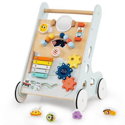 8-in-1 Wooden Baby Walker with Wheels for Toddlers 1+ Years Old-Green