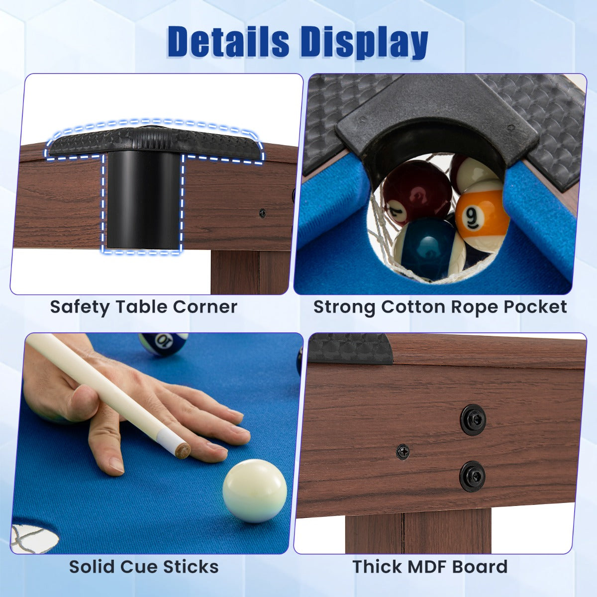 1.2M Wooden Pool Table with Accessories - Compact and Stable Design