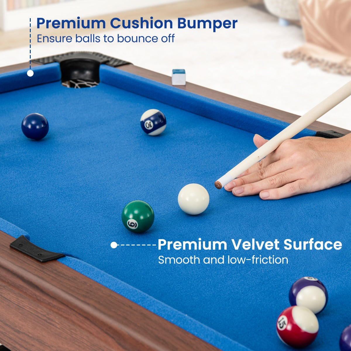 1.2M Wooden Pool Table with Accessories - Compact and Stable Design