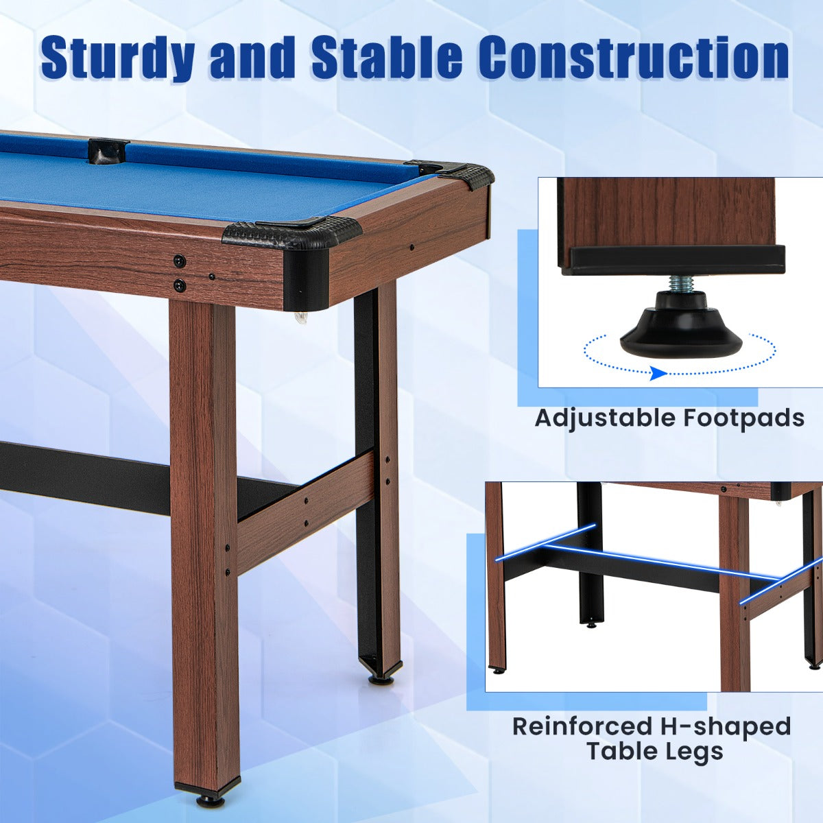 1.2M Wooden Pool Table with Accessories - Compact and Stable Design