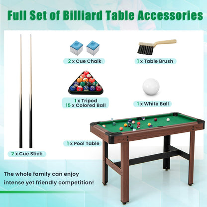 1.2M Wooden Billiard Table with Accessories - Compact and Stable Design