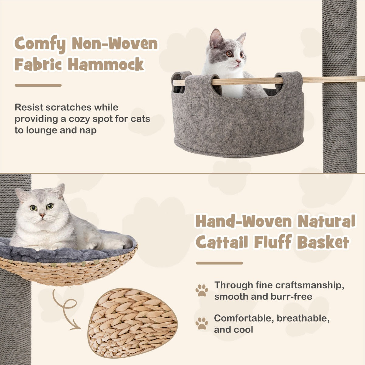 Floor to Ceiling Cat Tree with 2.3-2.7m Adjustable Height for Indoor Kittens and Adult Cats-Grey