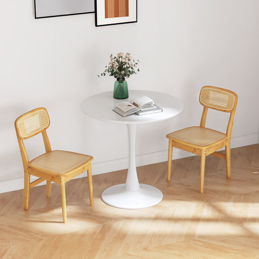 Costway Set of 2 Rattan Dining Chairs with Simulated Rattan Backrest for Dining Room