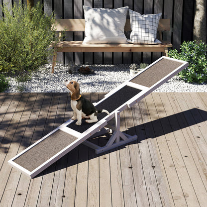 Wooden Dog Agility Seesaw Dog Exercise and Play Set-White