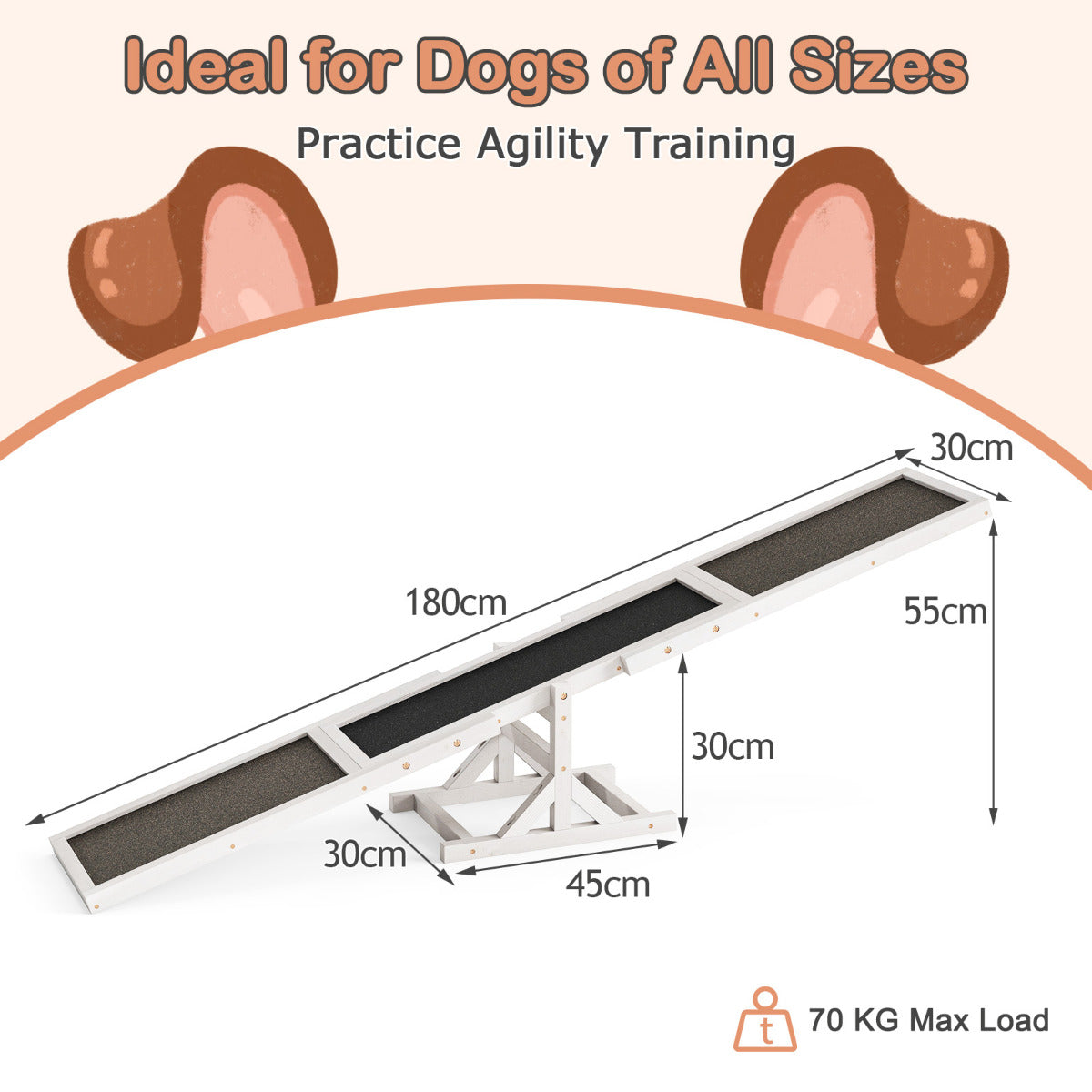 Wooden Dog Agility Seesaw Dog Exercise and Play Set-White
