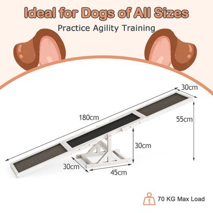 Wooden Dog Agility Seesaw Dog Exercise and Play Set-White