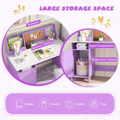 Cable management hole helps keep wires organized around the children's learning desk and chair set.