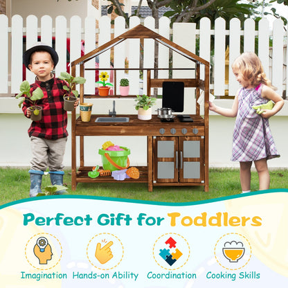 Pretend Kitchen Playset with Storage for Boys and Girls 3+ Years Old