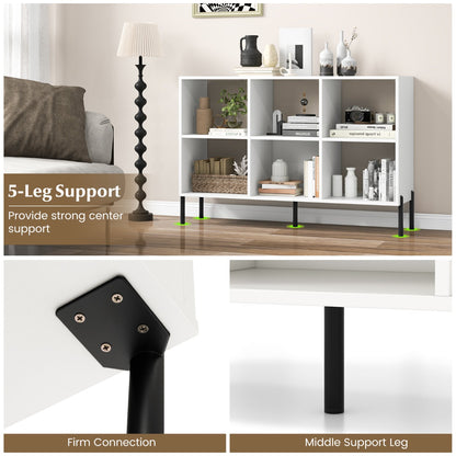 6-Cube Wooden Open Bookshelf with 5 Metal Legs-White
