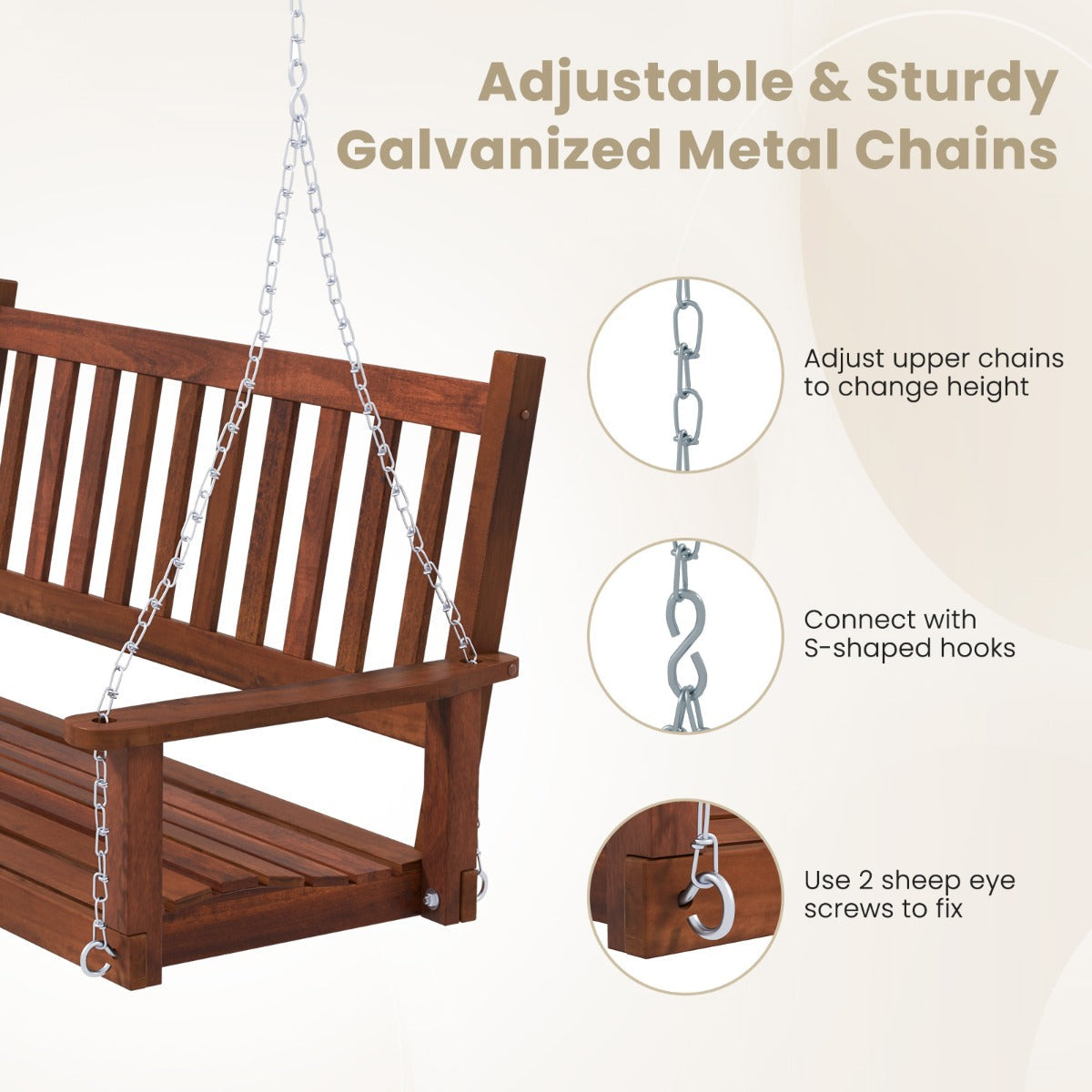Durable poplar wood construction offers a stylish natural look for family leisure time