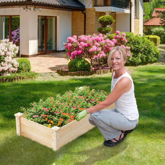 120 x 61 x 25.5 cm Wooden Raised Garden Bed for Vegetables Flowers