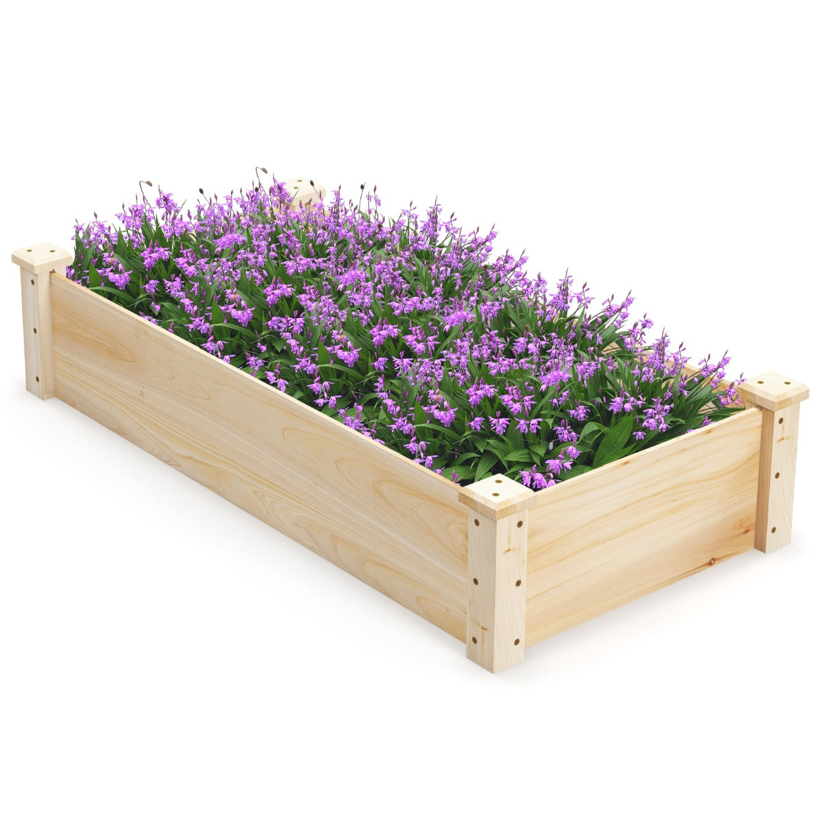 120 x 61 x 25.5 cm Wooden Raised Garden Bed for Vegetables Flowers