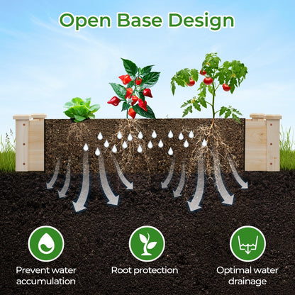 120 x 61 x 25.5 cm Wooden Raised Garden Bed for Vegetables Flowers