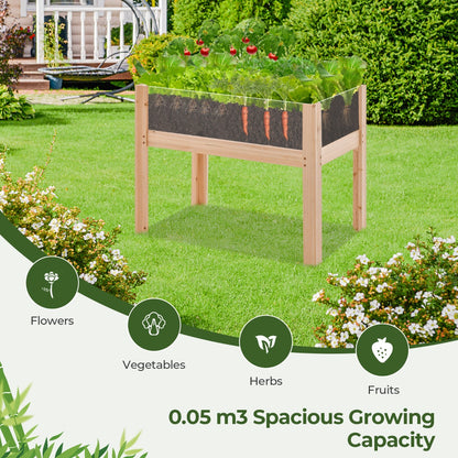 Wooden Raised Garden Bed with Drainage Holes and Acrylic Panels-Natural