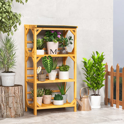 Wooden Storage Rack Load 90 kg with Weatherproof Asphalt Roof for Garden