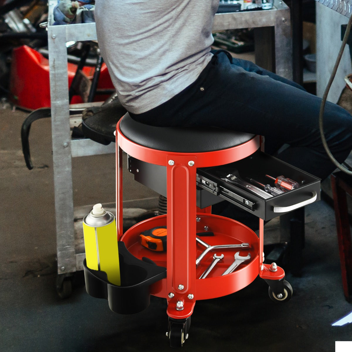 Workshop Creeper Seat with Removable Padded Seat and 4 Universal Casters